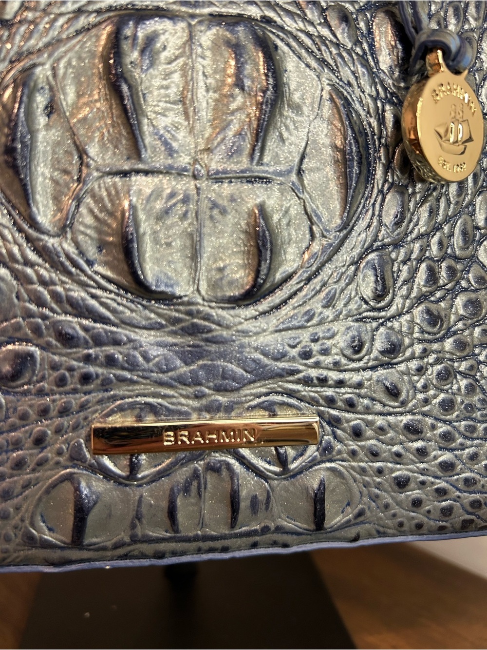 Brahmin Elaine Serenity Blue Ombre Melbourne Satchel Crossbody Retired - Picture 6 of 13